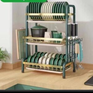 3 Layers Gold And Green Dish Drainer